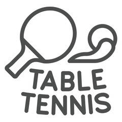 Tennis rackets and flight ball line icon, tennis concept. Vector graphics. Table tennis text sign on white background, outline style icon for mobile or web design.