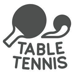 Tennis rackets and flight ball solid icon, tennis concept. Vector graphics. Table tennis text sign on white background, glyph style icon for mobile or web design.