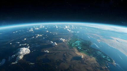 Fototapeta premium Planet Earth From Space: A Breathtaking View Of Blue Oceans Green Land And White Clouds During Daytime