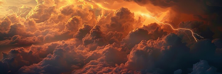 High Quality Aerial View of Dramatic Lightning Strike in Cloud Formations