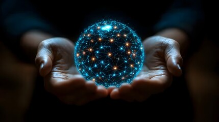 Interconnected Hands Holding Glowing Globe of Equity and Fairness in Business