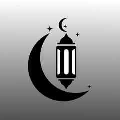 Islamic Ramadan symbol with a crescent and a lantern