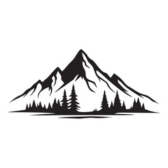 mountain hill  black silhouette vector illustration on white background
