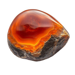 Polished Carnelian Gemstone Isolated on Transparent Background