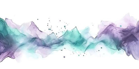 Obraz premium Abstract watercolor landscape, purple, teal mountains