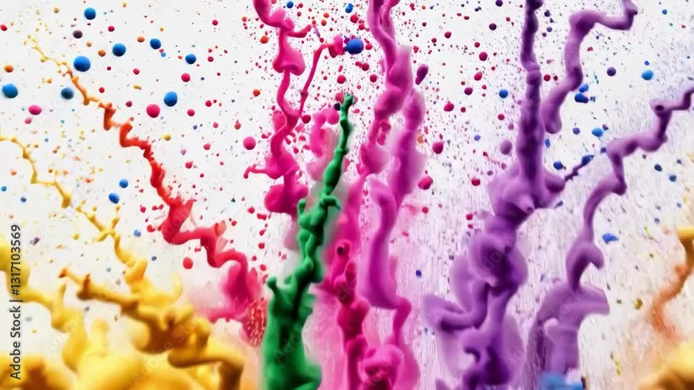 Poster explosive burst of vibrant colors splashing across a white canvas. creative art concept