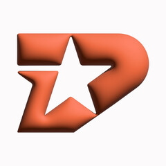 3D letter D star geometric simple motion logo vector