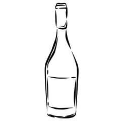 a bottle of champagne outline doodles minimal wine bottle vector luxury illustration 