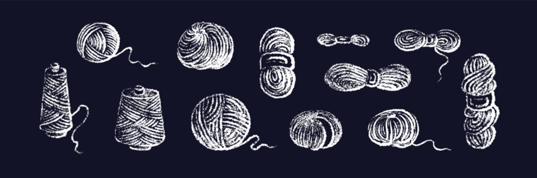 Ball of yarn Round skein of knitting Chalk sketch