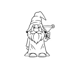 Dwarf man smiling holding a cocktail