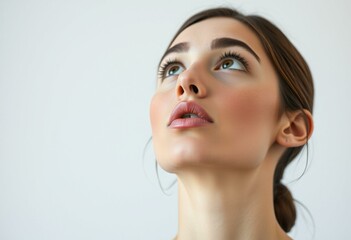 Naklejka premium Portrait of a young woman gazing upward