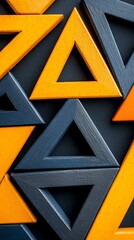 A vibrant arrangement of triangular shapes in orange and navy blue, creating a visually appealing geometric pattern.