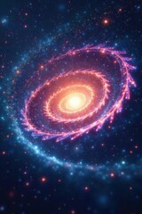 Celestial Swirl A cosmic dance of vibrant energy and ethereal light, showcasing a mesmerizing spiral nebula with a radiant core in a deep space setting.