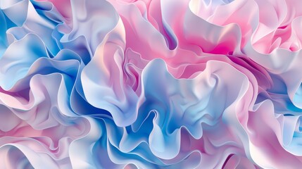 Obraz premium Modern Abstract 3D Rendering with Organic Rippled Forms in Pink and Blue Colors for Wallpaper