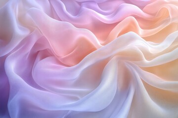 Obraz premium Soft pastel ombre chiffon fabric with delicate draping and flowing texture.