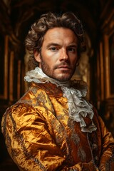 Fototapeta premium Portrait of a Man in 18th-Century Clothing