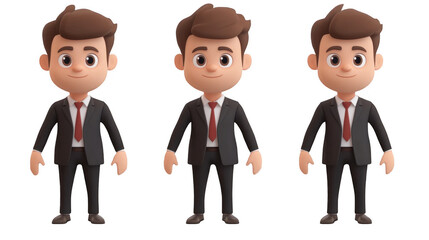 Fototapeta premium Cartoon Character Businessman in Suit with Various Poses