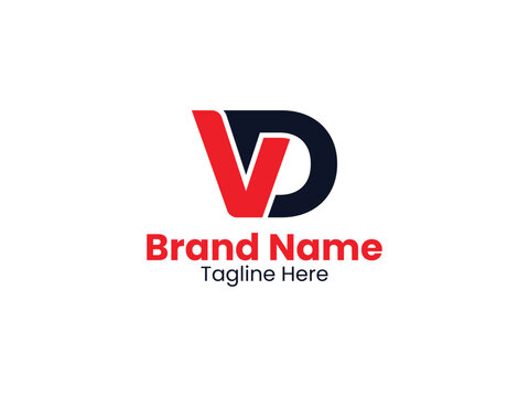 VD logo, DV logo, VD letter logo design. Initial letter DV uppercase monogram logo Red and Black. VD letter, DV letter design. 