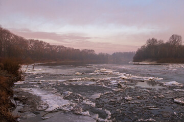 winter landscape with river