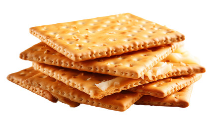 Sesame Crackers Stack Golden Brown Crispy Snack, Tasty Wheat Treat for Baking, isolated on transparent background.