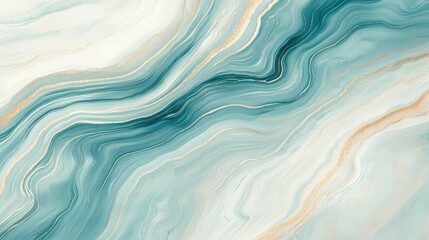 Fototapeta premium Elegant Abstract Swirls of Aqua and Cream with Golden Accents