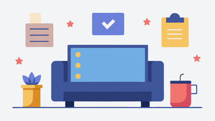 Tailored Movie Suggestions A cozy living room scene where a user interacts with a smart TV displaying a curated list of movie recommendations highlighted with thumbs up icons for