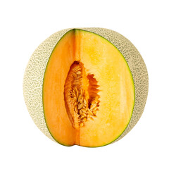 Half Cantaloupe Melon cutout, full depth of field.