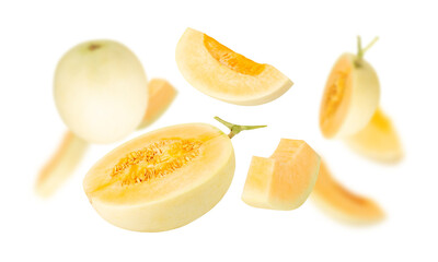 Falling Cantaloupe cutout, full depth of field.