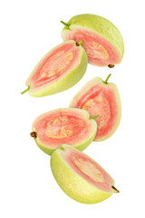 Falling Pink Guava, cutout, full depth of field.