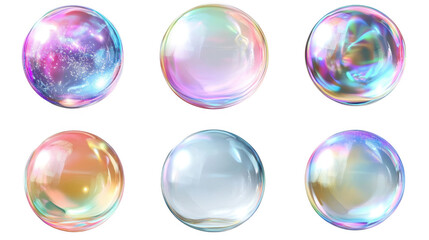 Colorful Soap Bubbles with Iridescent Effects and Abstract Patterns