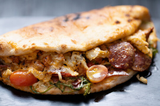 traditional italian street food stuffed pizza bread