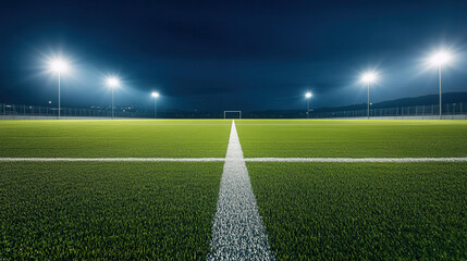 Exciting night soccer match on a brightly lit field urban area sports photography grass environment low angle view
