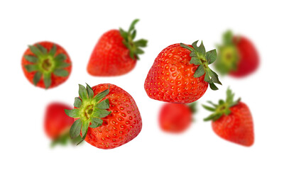 Falling Strawberry cutout, full depth of field.