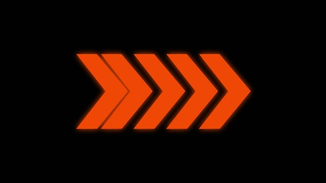 Arrow direction sign animation, arrow sign on black background, Right direction arrow animation, Arrows loop animation on black background for presentations, directional concepts, business plans,4k.