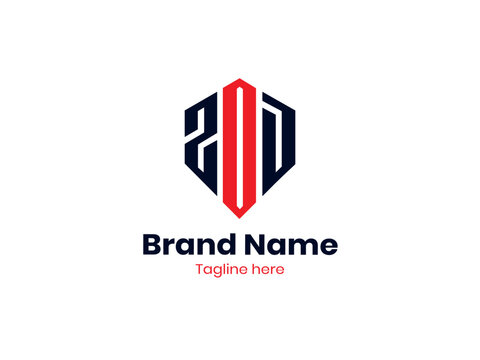 ZOD letter Polygon logo design. ZOD uppercase monogram logo Red and Black color. Polygon Shape ZOD logo, ODZ logo, ODZ letter, ODZ letter design. 