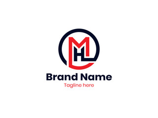 MH logo, Letter MH, MH letter logo design vector with Black and Red colors. MH Letter uppercase monogram logo