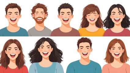 Group of Diverse Young People Smiling and Laughing Together in a Cheerful Portrait