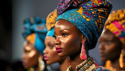 A dreamlike African tribal celebration where glowing drums and radiant patterns inspire bold couture designs