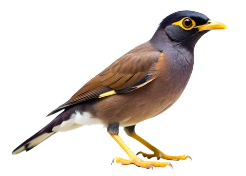 Shalik (Common Myna) isolated on white background