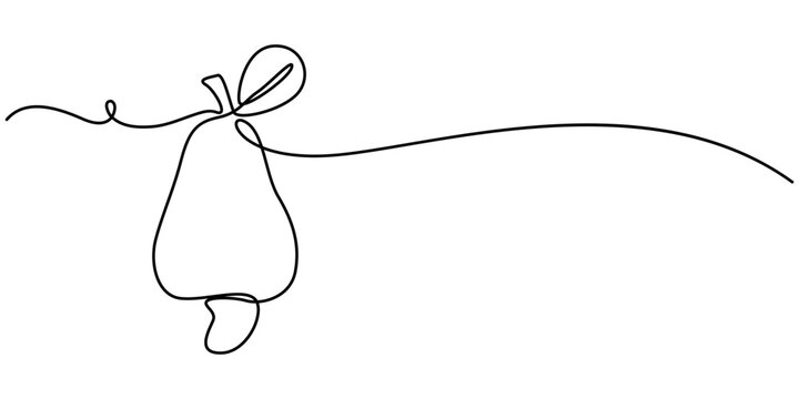 organic cashew apple continuous one line drawing, One continuous line drawing whole healthy organic cashew apple for orchard logo identity. Fresh Brazilian caju concept for fruit garden icon. Modern. 