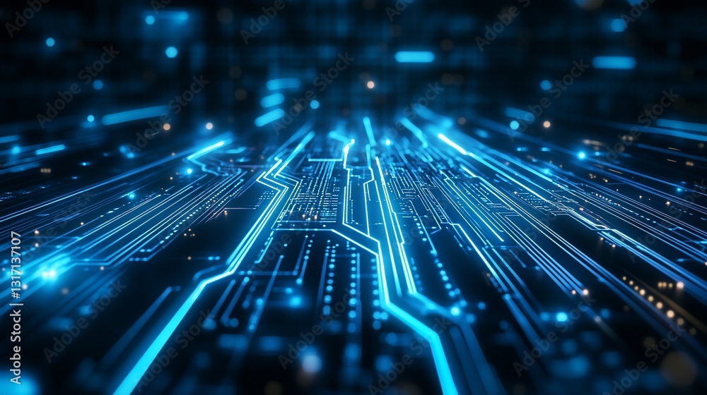 Poster abstract futuristic technology background glowing circuit board digital network lines high tech inno