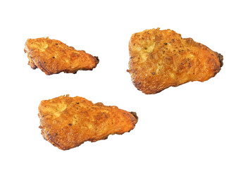 Delicious crispy fried chicken breast fillets isolated on transparent background