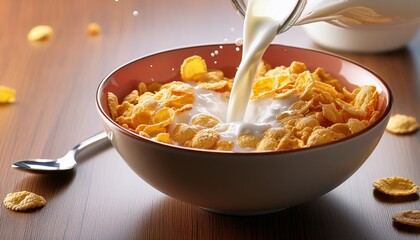 bowl of cereal with milk poured into it