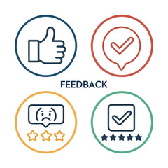 Feedback Icons Set – Editable Stroke, Review, Rating, Customer Opinion