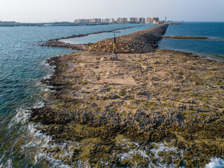 Faro de El Estacio en la Manga del Mar Menor, Murcia, España