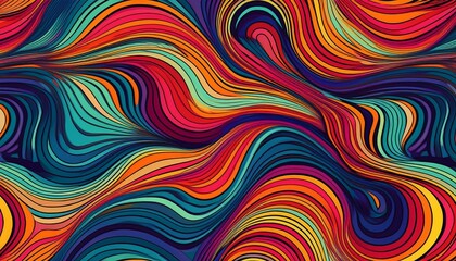 Fototapeta premium seamless pattern wavy trippy psychedelic groovy lines