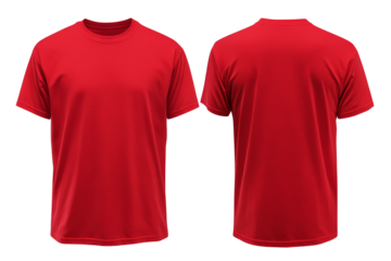red t shirt front and back view of plain red t-shirt template