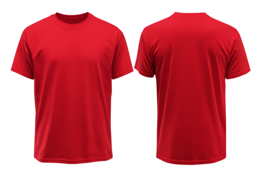 red t shirt front and back view of plain red t-shirt template