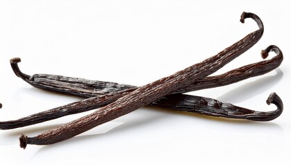 dry vanilla beans isolated on white background