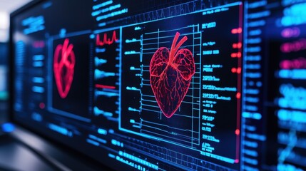 Digital Heart Monitoring System with Neon Heart Visualization